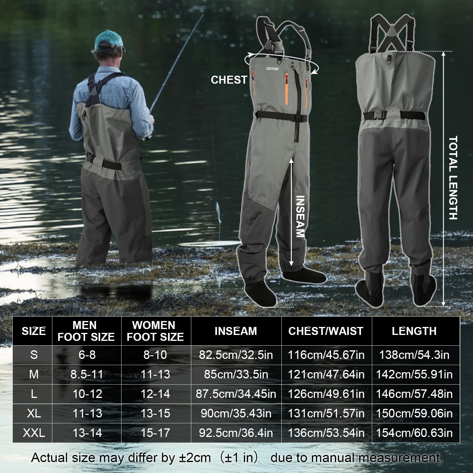 Fishing Waders - Goture 5-warstwowe Wodoodporne Wodne Spodnie do